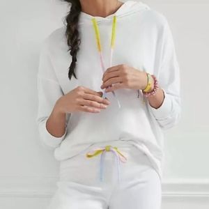 Sundry White Hoodie with Multicolor Accents